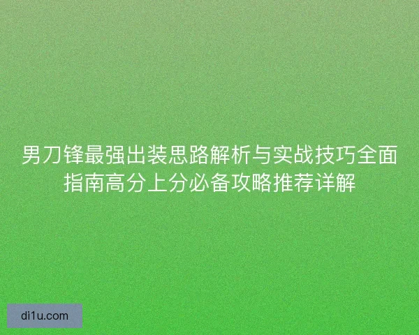 男刀锋最强出装思路解析与实战技巧全面指南高分上分必备攻略推荐详解
