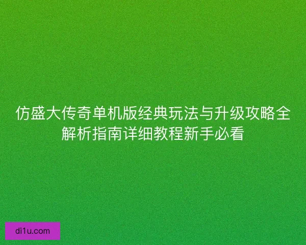 仿盛大传奇单机版经典玩法与升级攻略全解析指南详细教程新手必看