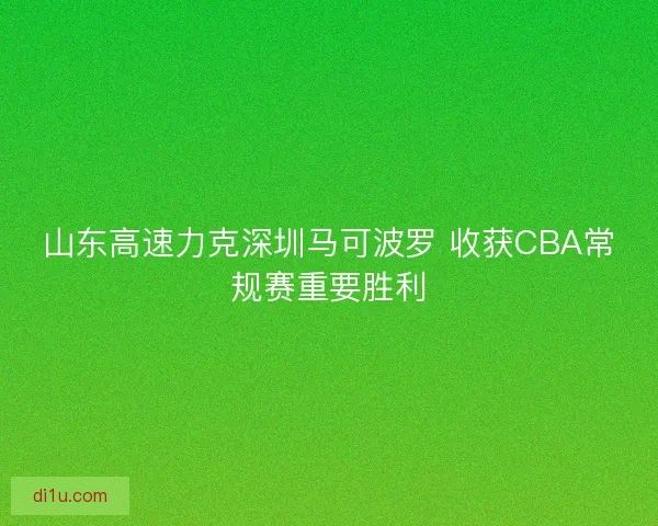 山东高速力克深圳马可波罗 收获CBA常规赛重要胜利 山东高速力克深圳马可波罗 收获CBA常规赛重要胜利